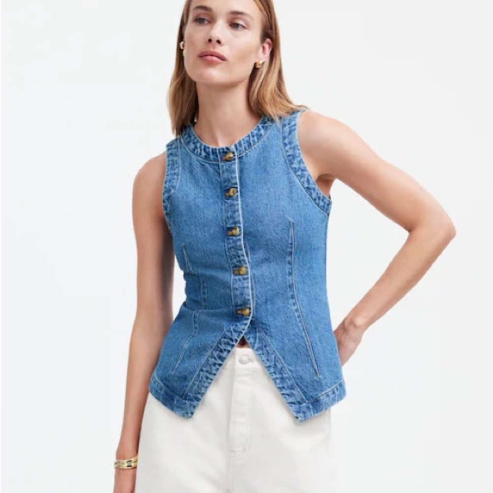 Madewell denim crewneck vest